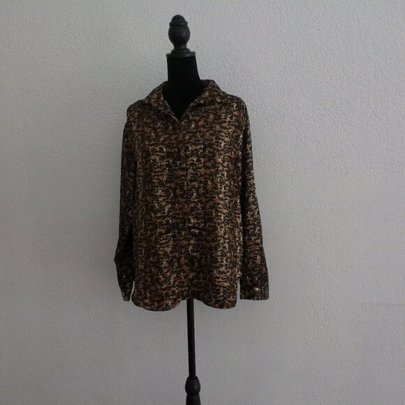 Dark Golden color with animal print blouse, shiny - Picture 4 of 9